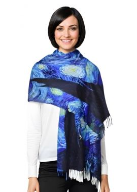Fular casmir dama  2 , 08 albastru/galben