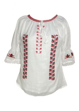 Bluza dama casual R 511, Dacali, alb/rosu inchis