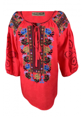 Bluza traditionala rosie,  dama, R25