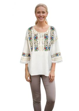 Ie dama traditionala alba RS25 alb/galben