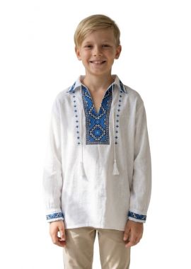 Ie traditionala copii baieti CB126 alb/negru