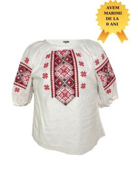 Bluza tip ie fete R14, Dacali, alb/rosu corai, 100 cm