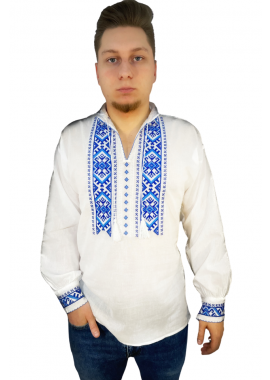Bluza barbati R21, Dacali, alb/albastru royal