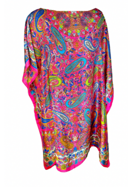 Rochie tip poncho dama cu model paisley, Dacali, ciclam, one size