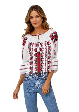 Ie dama alba cu broderie RM 128, negru mat