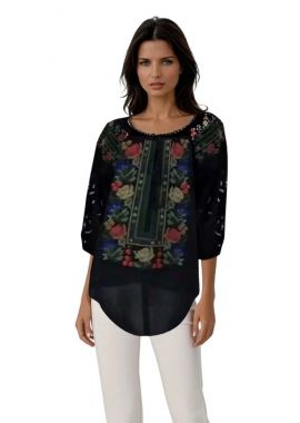 Bluza traditional neagra, dama R25, negru antichizat
