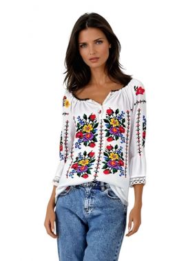 Ie dama alba cu broderie,  R46, alb/mov