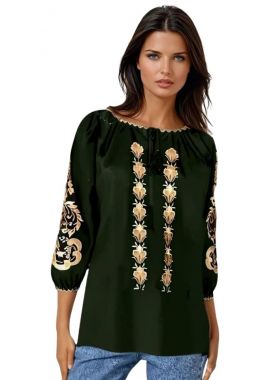 Bluza traditionala neagra, dama B2, negru/bej