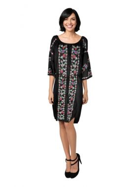 Rochie dama traditionala neagra S25 negru/mov