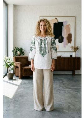 Ie dama traditionala M26 alb/verde