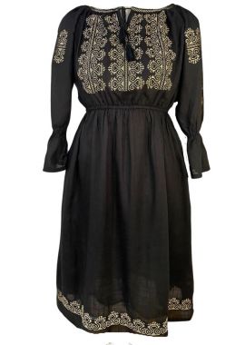 Rochie traditionala neagra dama, R151, negru glosy
