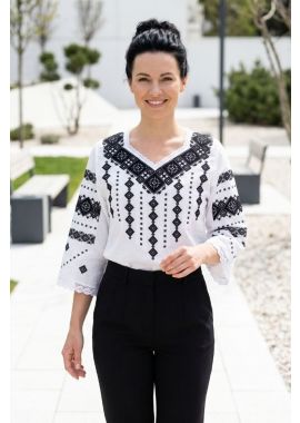 Ie dama traditionala M26 alb crystal/negru