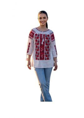 Bluza dama 2IU26 alb/rosu