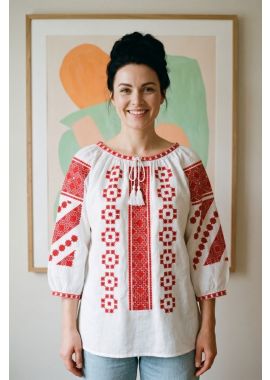 Ie dama traditionala M26 alb/grena