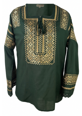 Bluza traditionala verde, dama, RBIB, verde/auriu
