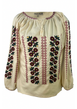 Bluza traditionala bej, dama RBIB, bej/verde