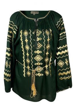 Bluza traditionala verde, 20A, dama, verde/auriu