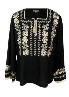 Bluza traditionala neagra, 20A, dama, negru/auriu