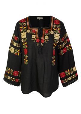 Bluza traditionala neagra, 20A, dama, negru/rosu