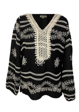 Bluza traditionala neagra, 20A, dama, negru/crem
