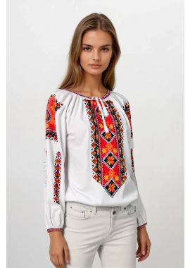 Ie dama alba cu broderie D24, alb/galben