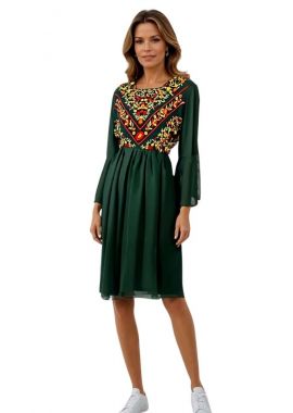 Rochie traditionala verde dama, RD2, verde