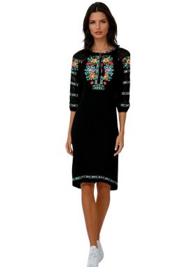 Rochie traditionala neagra dama, R8, negru