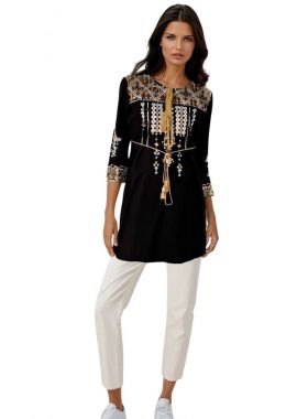 Bluza traditionala  dama, R 25, negru/gej natural