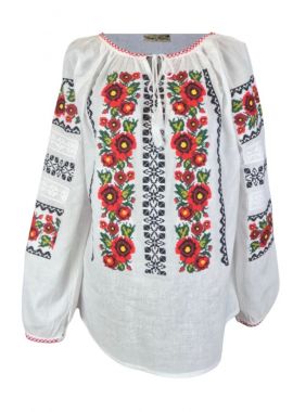 Ie dama alba cu broderie, D24, alb pur/negru