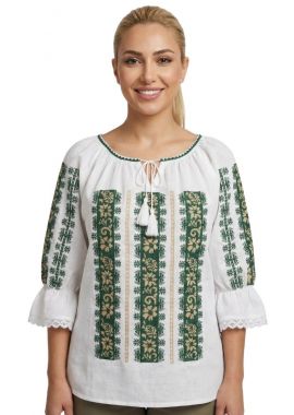 Ie dama traditionala A26 alb/verde