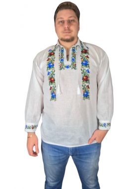 Ie barbati alba cu broderie,  RB 2, alb crystal/olive