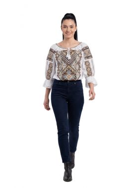 Bluza dama IL26 alb/maro