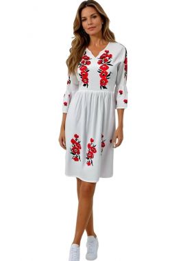 Rochie traditionala alba, dama, R11, alb