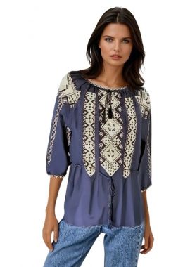 Bluza traditionala bleumarin, dama B23, albastru