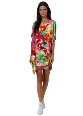 Rochie tip poncho, dama, 24T, ciclam/portocaliu