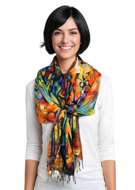 Fular casmir dama FP, bleu/verde