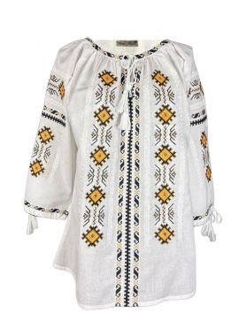 Ie dama traditionala alba R256  alb/portocaliu