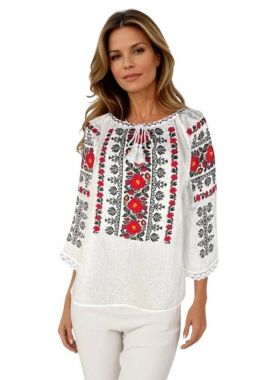 Ie dama traditionala alba 257 alb/galben