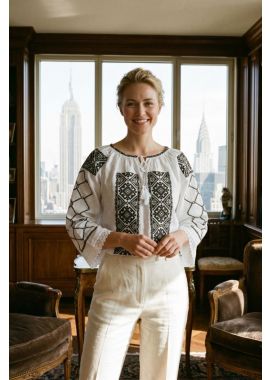 Ie dama traditionala M26 alb/negru mat