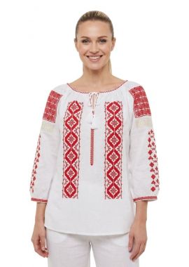 Ie dama traditionala A26 alb/rosu