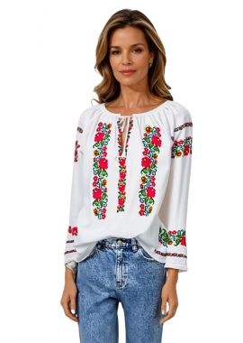 Ie dama alba cu broderie, RFN 2, alb/verde