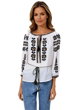 Ie dama alba cu broderie, R24, alb/bej
