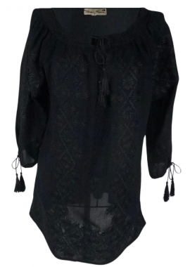 Bluza traditionala neagra cu broderie, BN24, negru darth vader