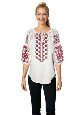 Bluza dama O25 alb/rosu