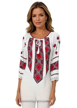 Ie dama alba cu broderie, 024, alb/negru