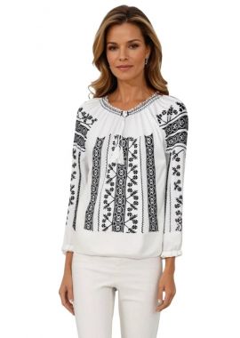 Ie dama alba, cu broderie, R25, alb neted