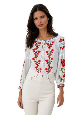 Ie dama alba cu broderie, B2, alb/verde