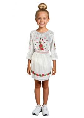 Rochie fete tip costum CPC alb/bej-DACSHOP