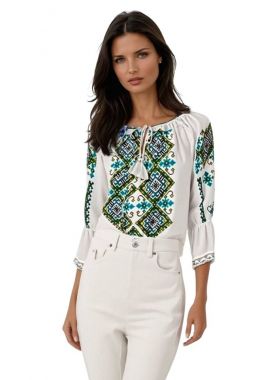 Bluza dama tip ie 257 alb/verde