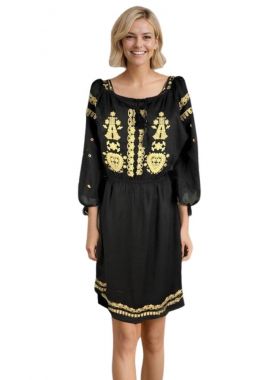 Rochie traditionala dama RL25 negru/bej
